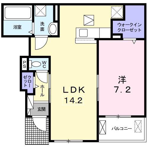 ラ・プランタン(1LDK/1階)の間取り写真