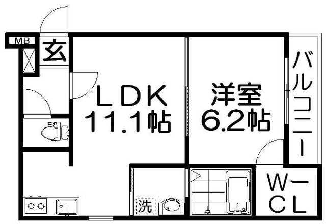 フジパレス萱島(1LDK/3階)の間取り写真