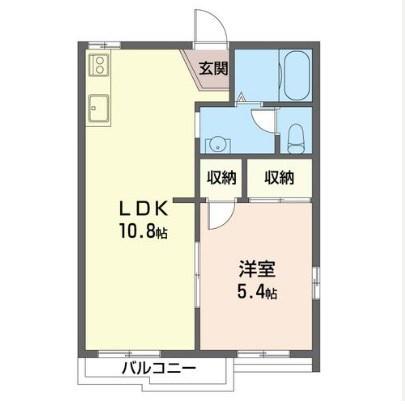 カミーリアレジデンス(1LDK/2階)の間取り写真