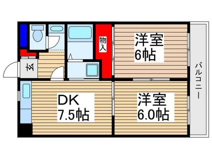 アムール上沢(2DK/3階)の間取り写真