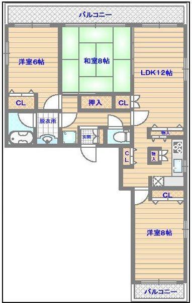 M-10 (3LDK/9階)の間取り写真