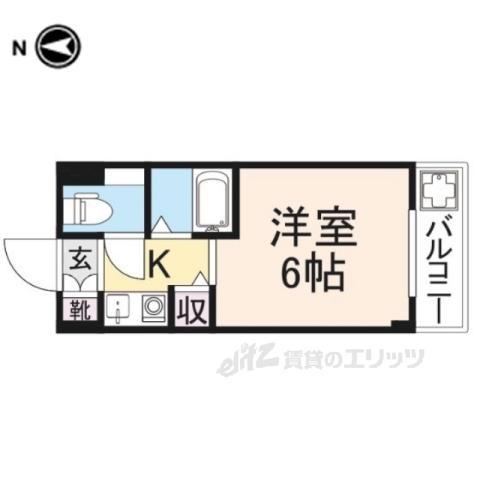 ブルグリンコート香里園(1K/4階)の間取り写真
