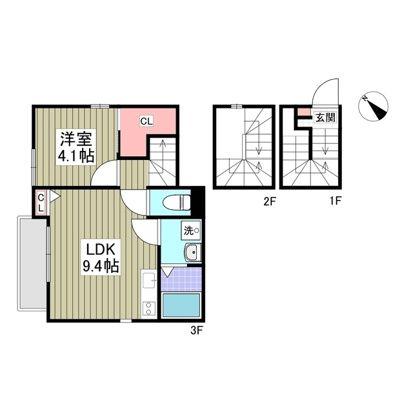 北区西が丘アパート(1LDK/3階)の間取り写真