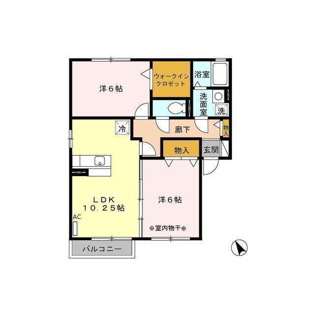 D-ROOM クラウディアコート(2LDK/2階)の間取り写真