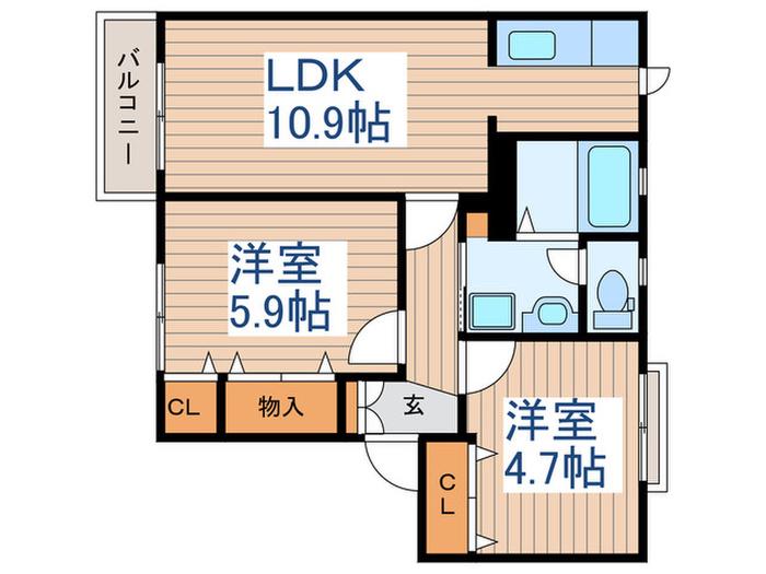 シャーメゾン・セドラティアC(2LDK/2階)の間取り写真