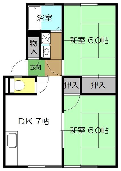 ラナ神田(2DK/1階)の間取り写真