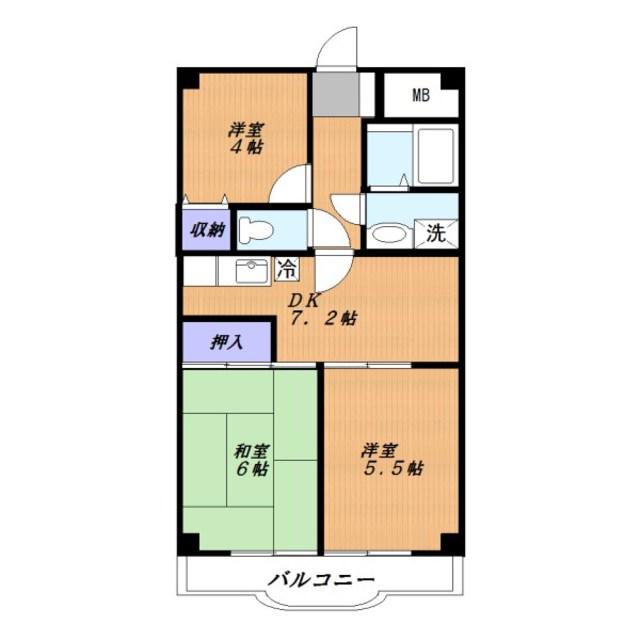 スカイパレスあざみ野(3DK/1階)の間取り写真