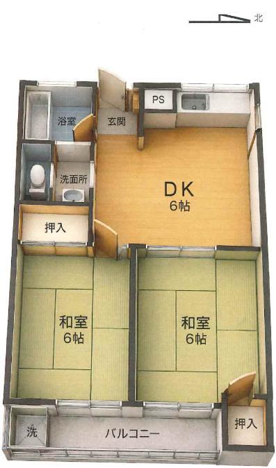 ピア調布ー国領町5丁目-(2DK/2階)の間取り写真