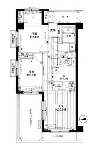 ファミール中野(2LDK/2階)の間取り写真