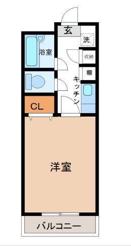 ベルトピア宮崎7(1K/3階)の間取り写真