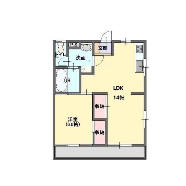 田村ビル(1LDK/2階)の間取り写真