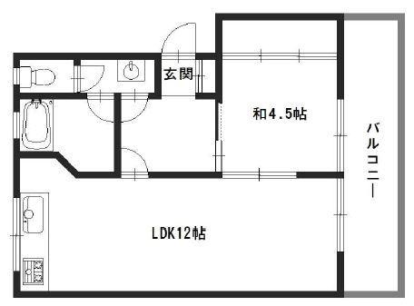 北山マンション(1LDK/3階)の間取り写真