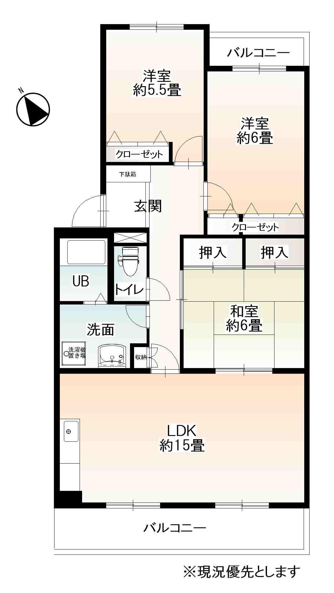 バロールK&Y(3LDK/1階)の間取り写真