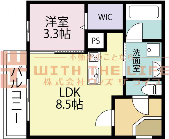 ラルヴェール試験場前(1LDK/2階)の間取り写真