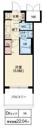 プレサンス神崎川ファインブレス(1K/7階)の間取り写真