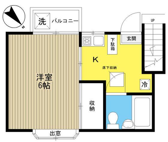 サウスビレッヂ A(1K/1階)の間取り写真