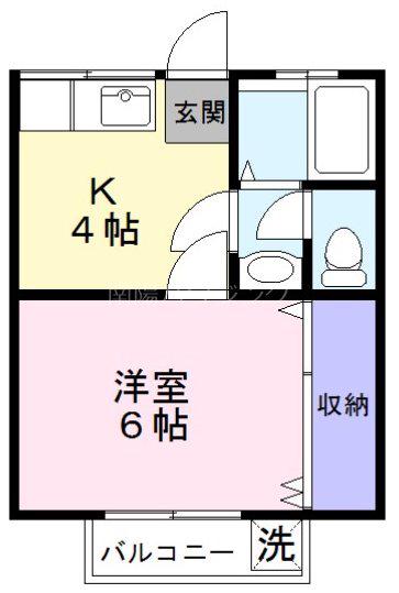 フローラ第2(1K/1階)の間取り写真