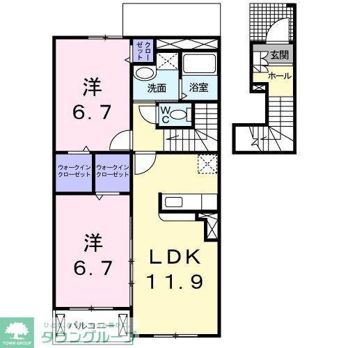 ポライトリーI(2LDK/2階)の間取り写真