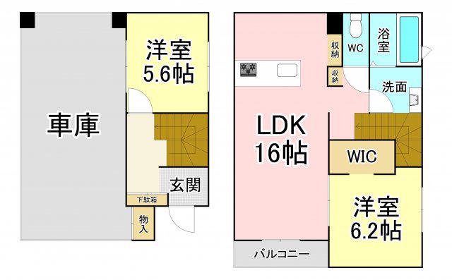 ラグナ・セカGARAGE(2LDK/1階)の間取り写真