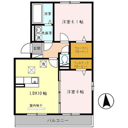 パレット(2LDK/1階)の間取り写真