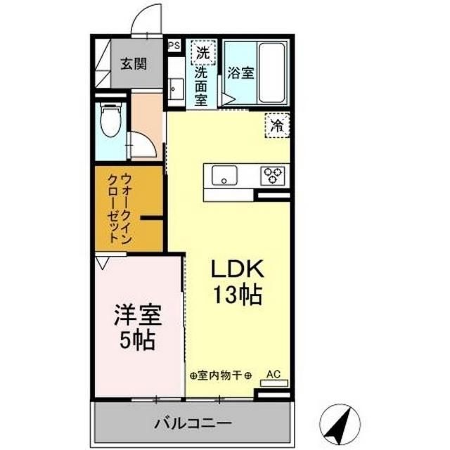 セレーノ小鹿(1LDK/2階)の間取り写真