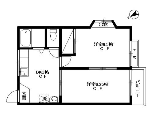 Fコート久我山・I(2DK/2階)の間取り写真