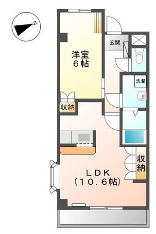 サンキャッスル(1LDK/2階)の間取り写真