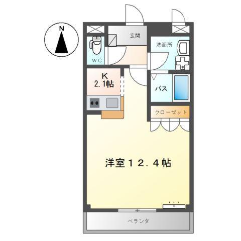 アンベリール(1K/2階)の間取り写真