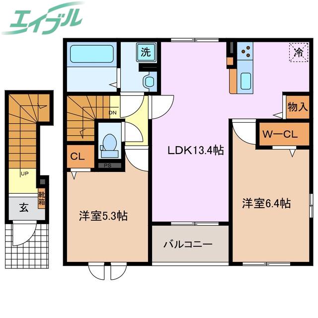 サラメゾン(2LDK/2階)の間取り写真
