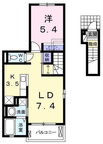 ブリリアント コスモ(1LDK/2階)の間取り写真
