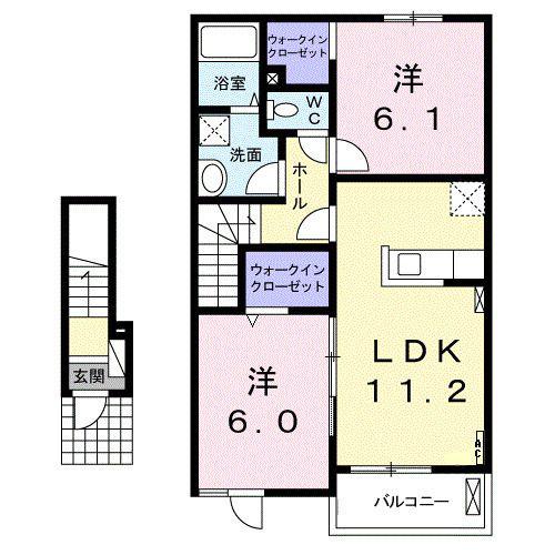 グランアーブルB(2LDK/2階)の間取り写真