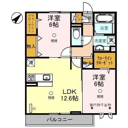 メイプルシャトー(2LDK/2階)の間取り写真