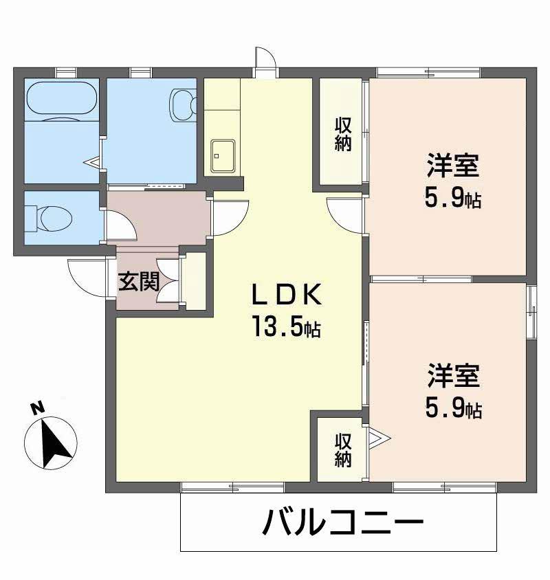 ディアス中島B(2LDK/2階)の間取り写真