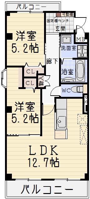 ボナール(2LDK/3階)の間取り写真