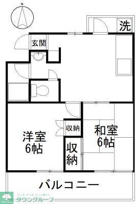 ヒルズ司I(2DK/3階)の間取り写真