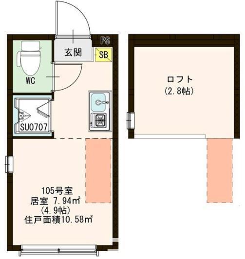 プランドール西荻(ワンルーム/1階)の間取り写真