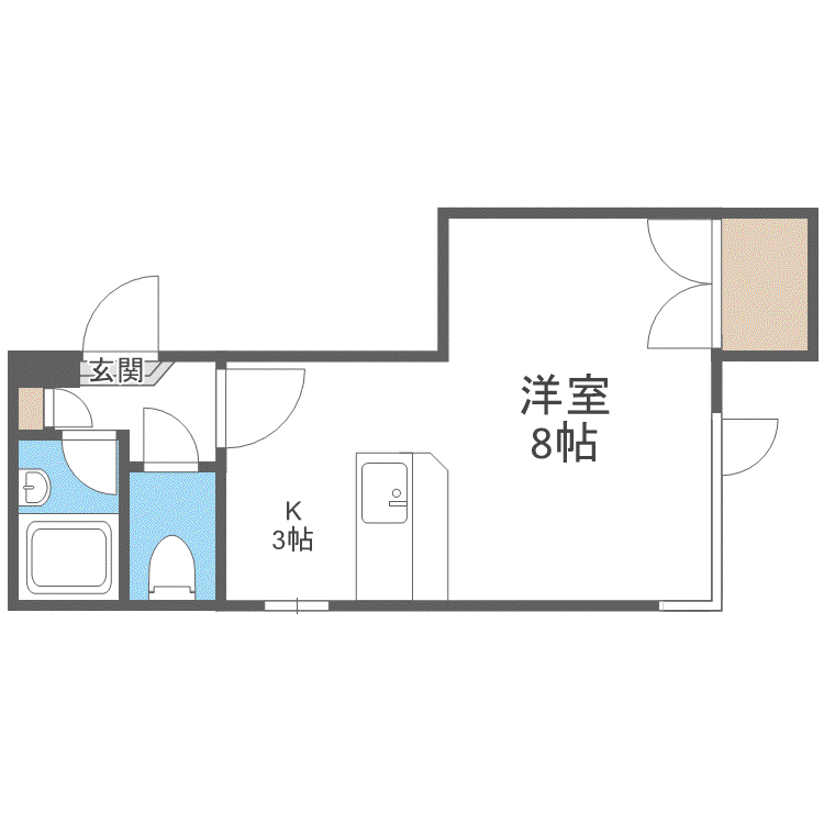 アルカーサルIV(1K/2階)の間取り写真