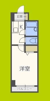 ノルデンハイム淡路(1K/6階)の間取り写真