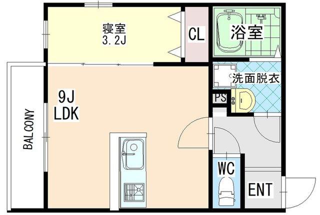 レーブ亀岡(1LDK/3階)の間取り写真