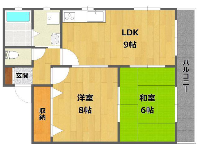 ショーツウMハイツ(2LDK/2階)の間取り写真
