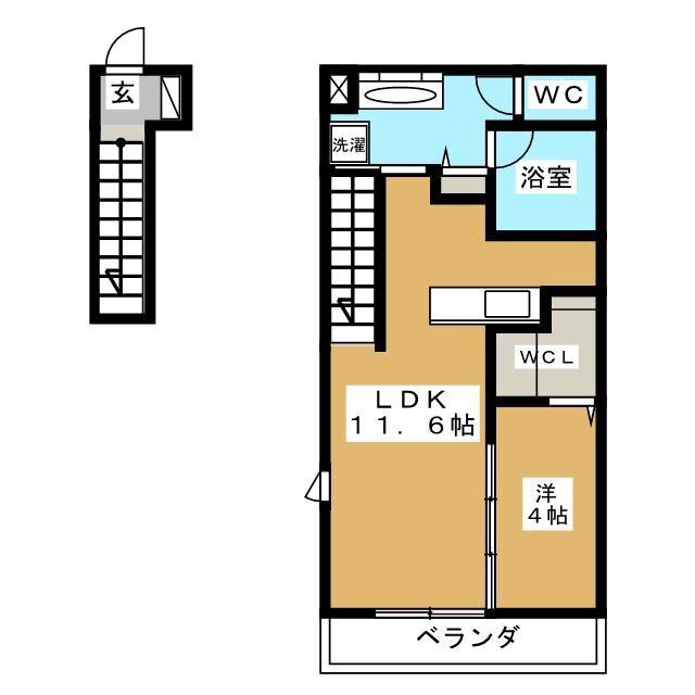 CASA FORESTA C(1LDK/2階)の間取り写真