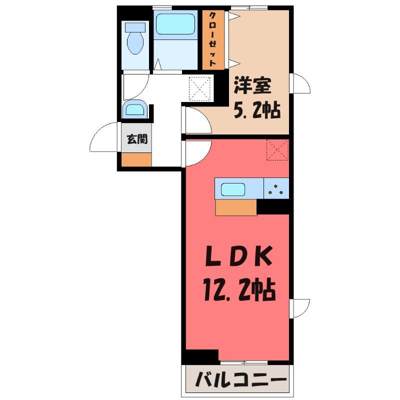 デルソーレ(1LDK/2階)の間取り写真