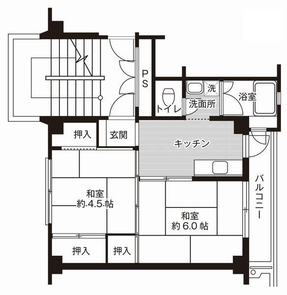 ビレッジハウス願万地2号棟(2K/2階)の間取り写真