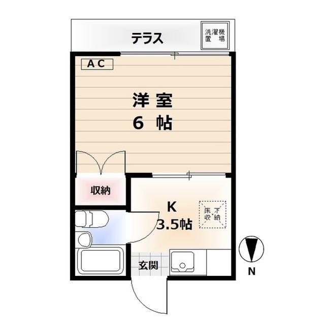 サンレスト(1K/1階)の間取り写真