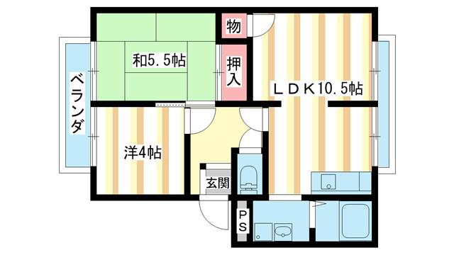 ファミール北郡山(2LDK/1階)の間取り写真