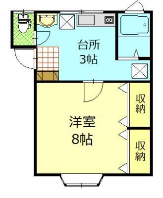 グリーンパーク千秋A(1K/2階)の間取り写真