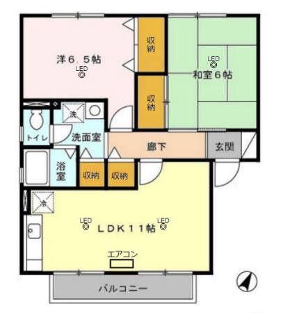 パークアゼリアB(2LDK/2階)の間取り写真