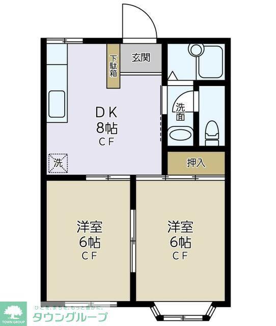 エクセレント日野(2DK/1階)の間取り写真
