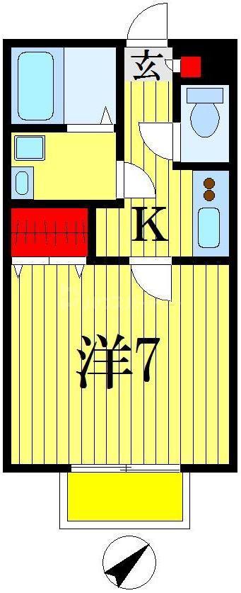アドバンテージ稲毛(1K/2階)の間取り写真
