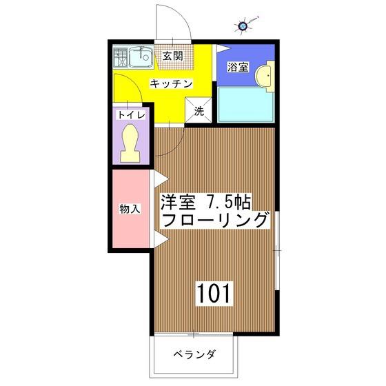 フローラル松波(1K/1階)の間取り写真